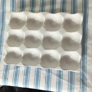 Ceramic Egg Tray 12 Cup Egg Holder White Container